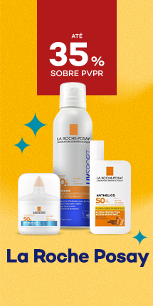 Protetores Solares da marca La Rochee Posay a com destaque promocional de at&eacute; 35% sobre pre&ccedil;o de Venda ao P&uacute;blico Recomendado